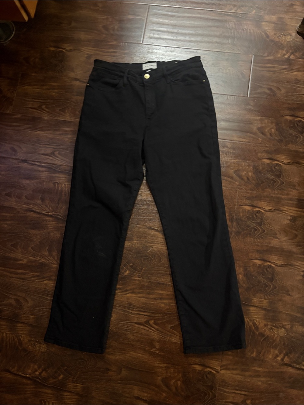 Frame Le High Straight Jeans Women's 31 Stretchy Fit in Film Noir Wash Denim